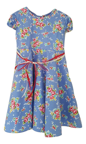 6F Vintage style Girls Floral summer party holiday dress from age 1 to 8